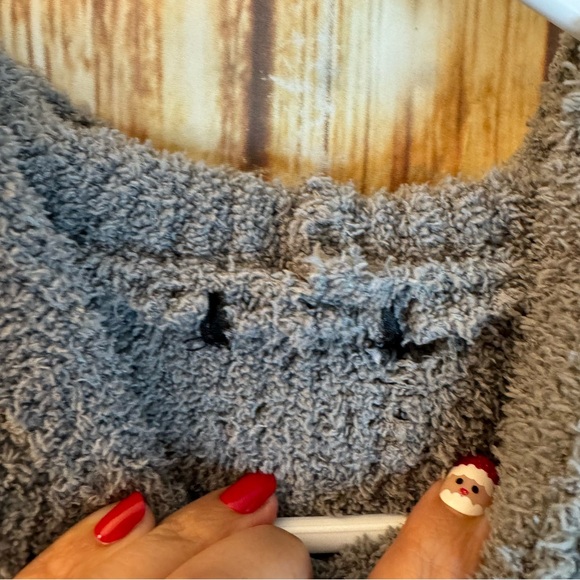 Women’s Gray Hooded Cropped Sweater Textured Knit 100% Recycled Polyester Small - Picture 8 of 9